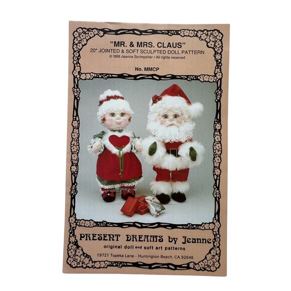 Vintage Mr and Mrs Claus 20” Jointed Soft Sculpted Doll Pattern PRESENT DREAMS - Picture 1 of 3